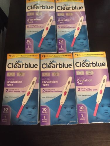 Lot of 5 Clearblue Digital and Advanced Digital Ovulation Test 50 Tests Total