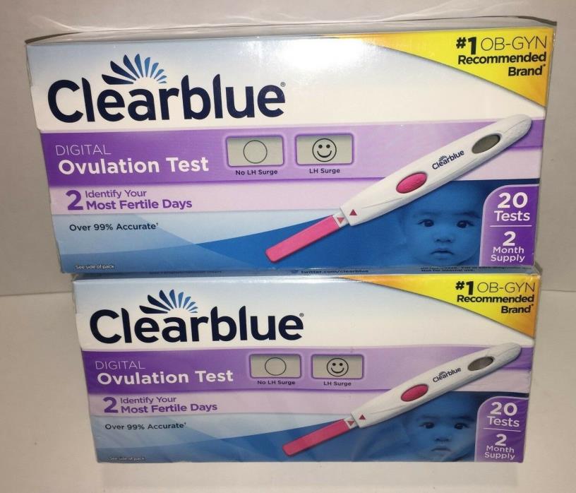 Two (2) Clearblue DIGITAL OVULATION 20 Tests = 40 TOTAL **BB 10/31/18** NEW/SEAL