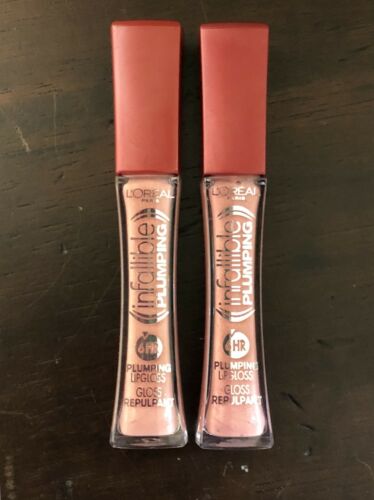 Loreal Paris Infallible Plumping Lip Gloss 6 Hour Plumped Pink # 106 Lot Of 2