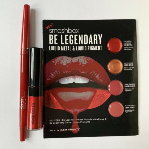 Smashbox Lot Always Sharp Lip Liner Crimson & Be Legendary Red Lip Gloss Samples