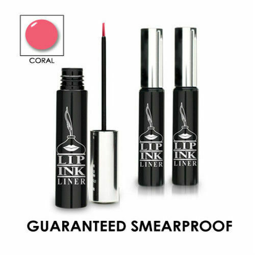 LIP INK Organic 100% Smearproof Liquid Lip Liner -  Coral & Bonus Lip Ink Off