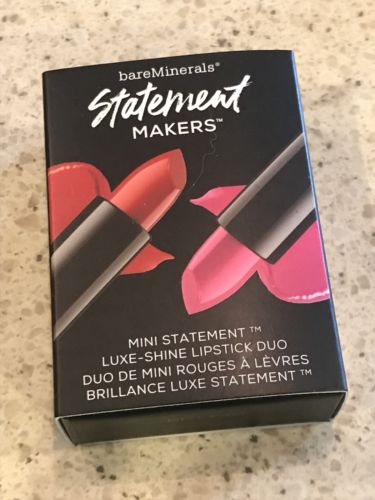 bare Minerals mini Statement Makers luxe-shine Lipstick Duo (Frenchie & Hustler)