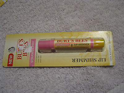 NEW Burt's Bees STRAWBERRY Lip Shimmer 100% Natural 0.09 OZ.
