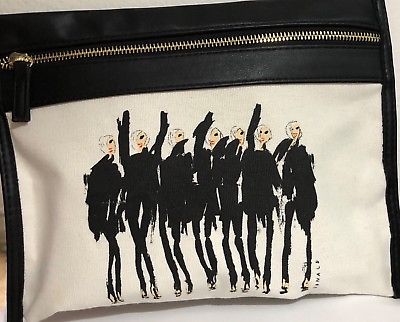 BERGDORF GOODMAN COSMETIC BAG Ivory/BLK by Linda 2018 Summer Beauty Event New