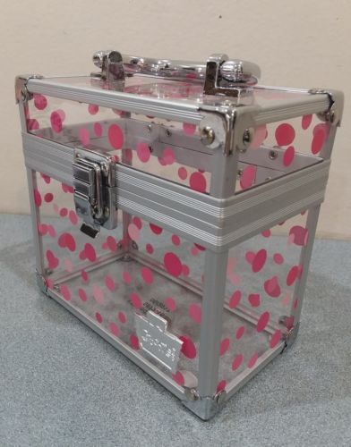 CABOODLES TRAIN CASE MAKEUP COSMETIC ORGANIZER MAKEUP CLEAR/PINK/WHITE MINI