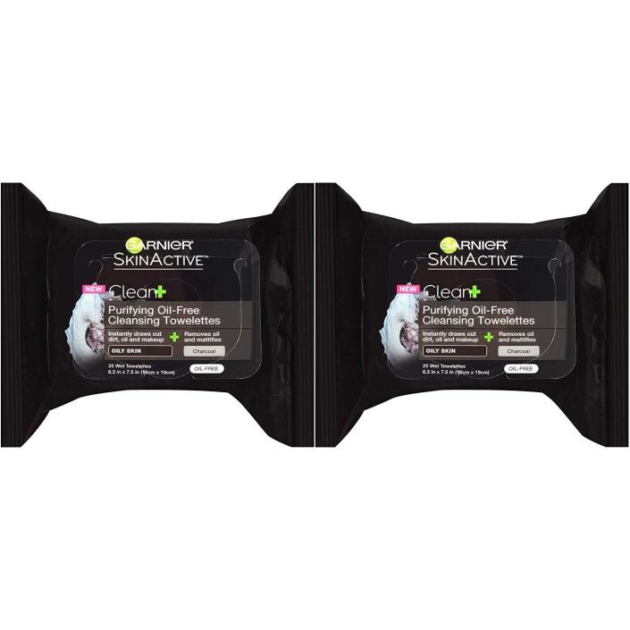 Garnier SkinActive Clean+ Charcoal Oil-Free Makeup Remover Wipes, 3 Count