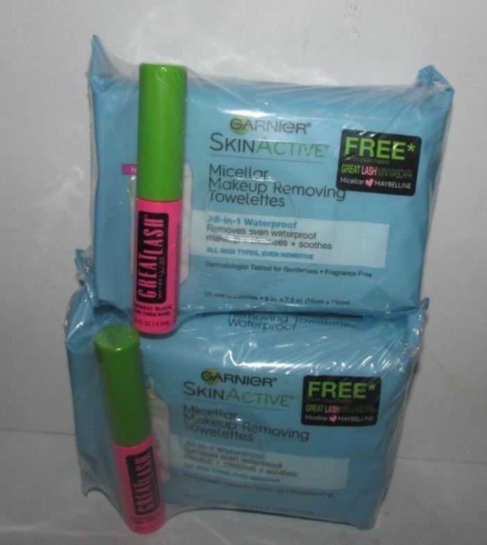 Set of 2: Garnier Skin Active Micellar Makeup Removing Towelettes All-in- 1