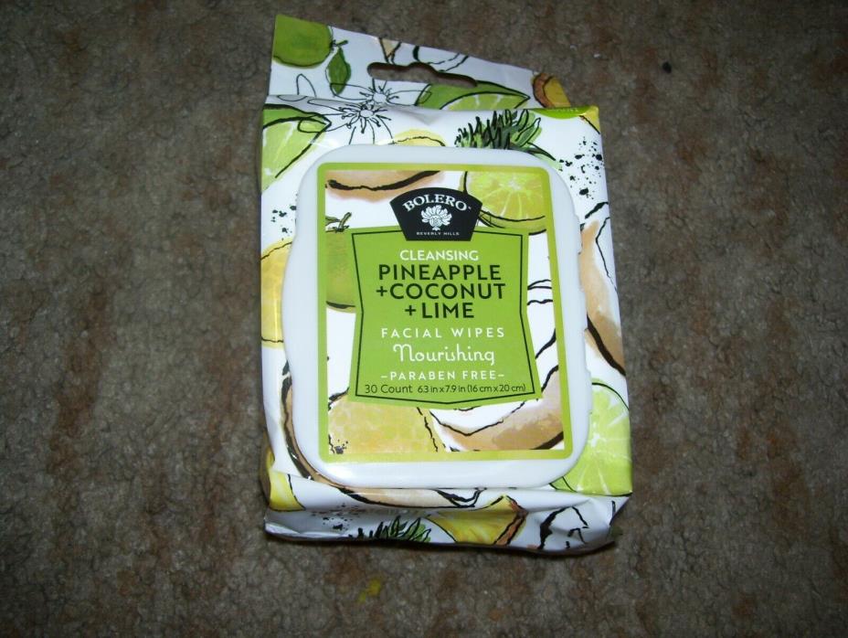 Bolero pineapple + coconut +lime 30 count cleansing wipes for face