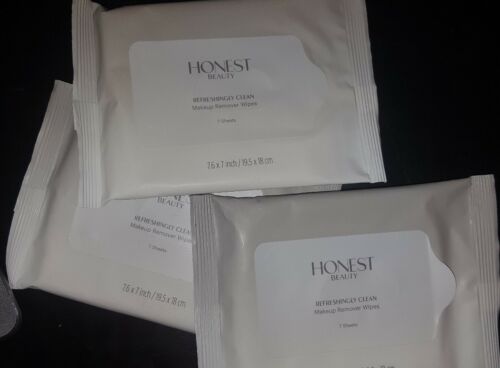 X3 Honest Beauty Makeup Remover Wipes Facial 7 Sheets ea Sealed Towelettes = 21