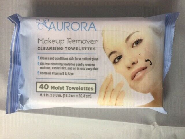 5 packs Aurora Makeup Remover Cleansing Towelettes 40 Moist Towelettes per Pack