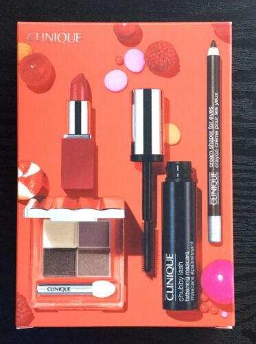 CLINIQUE Makeup Set 4pc Eye Shadow Liner Mascara Lipstick NIB Limited Edition