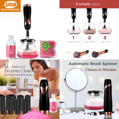 Tumelü Professional Rechargeable Makeup Brush Cleaner 360° Rotation W Quick Clea