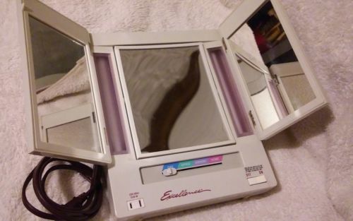 EXCELLENCE MAKEUP MAGNIFY MIRROR 4 Setting Tri Fold MODEL EM 8 Cosmetic Vintage