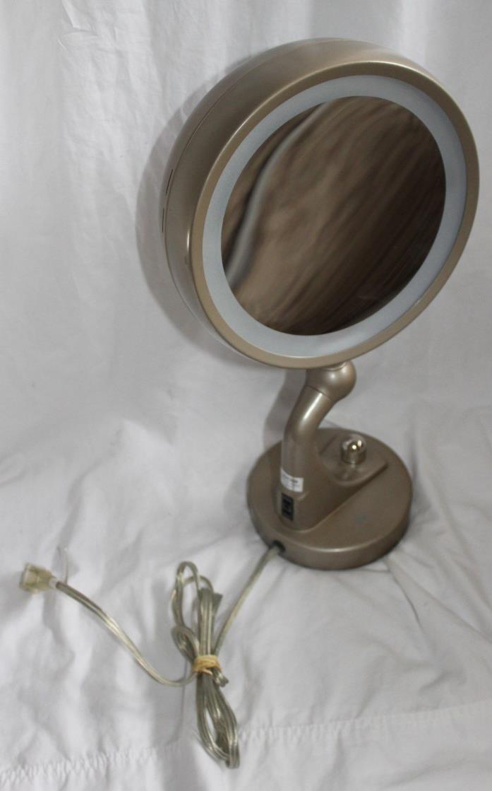 VINTAGE CONAIR DOUBLE SIDED VANITY MAKEUP LIGHTED NORMAL / MAGNIFY ADJUST MIRROR