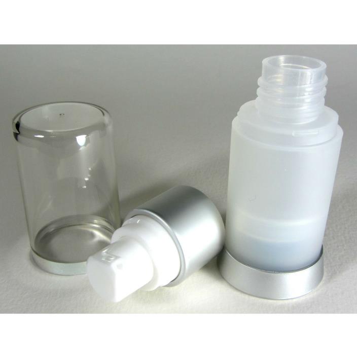 200 Empty Airless Refillable Pump Lotion Serum Bottle 0.5 oz 15 ml Frosted #5012