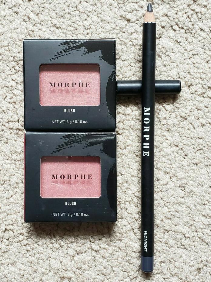 Morphe Lot-2 x SPIRIT Blush (0.10 oz each) & 1 x MIDNIGHT Color Pencil (0.05 oz)