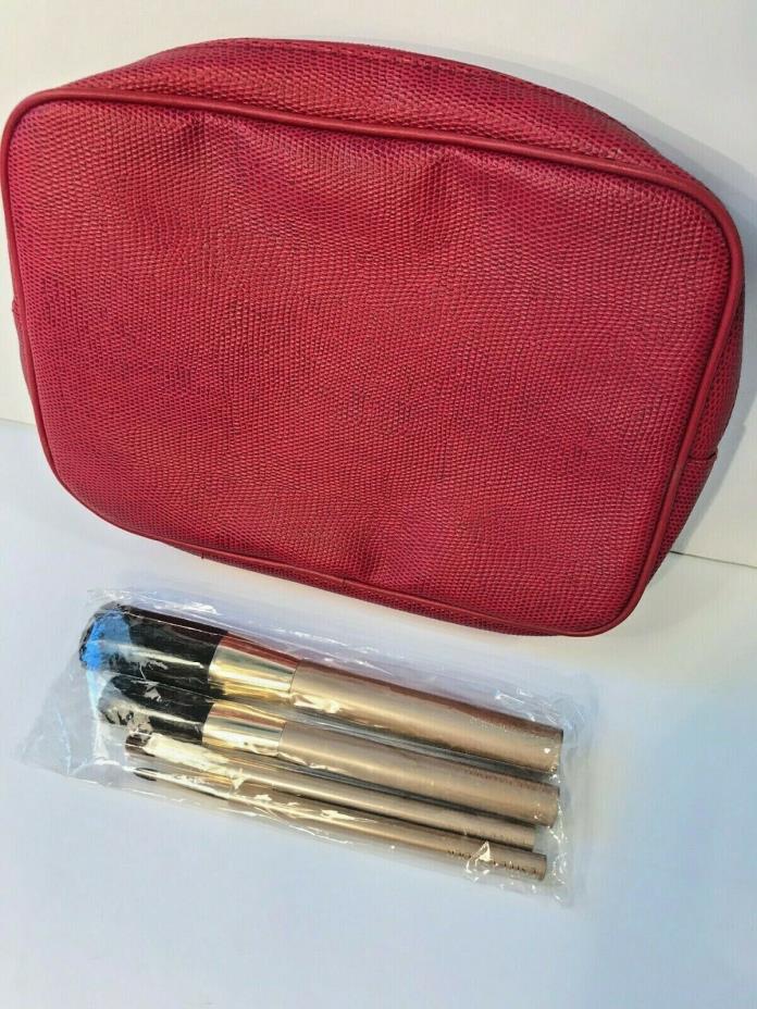 Estee Lauder makeup cosmetic bag and set of 4 makeup Brushes NEW