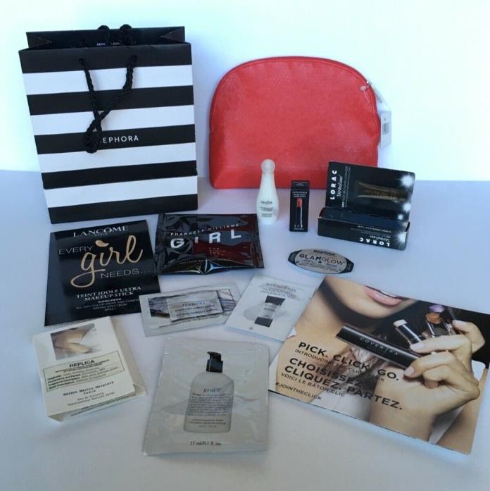 Sephora Makeup Bag 12 Piece Travel Samples GlamGlow Lorac Smashbox Philosophy