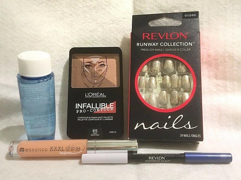 Revlon LOreal Lancome Makeup Lot Set Contour Eyeliner Lip Gloss Nails Remover