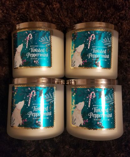 Bath and Body Works Twisted Peppermint (3 Wick Lot of 4)