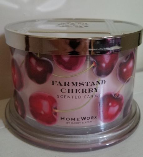 New Harry Slatkin Homeworx FARMSTAND CHERRY 3 Wick Candle 18 Oz