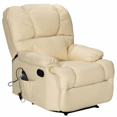 Recliner Massage Sofa Chair Deluxe Ergonomic Lounge Couch Heated W/Control Beige
