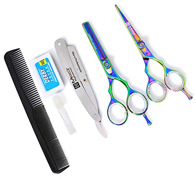 MACS PROFESSIONAL Titanium Barber Scissor Razors Edge Hair Cutting 5 PCs Set W/