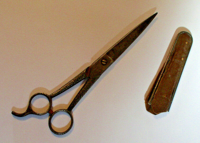 HAIR SCISSORS with SHEATH by BOKER TREE BRAND STEEL * MADE IN USA * VINTAGE