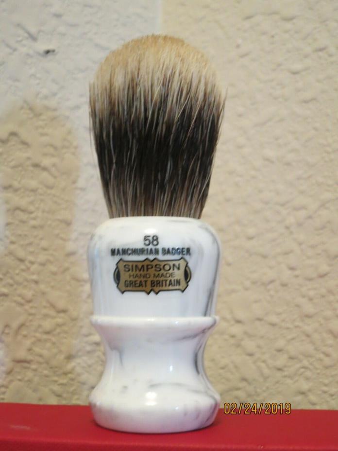 Simpsons Model 58 Manchurian Super Badger Limited Edition Shaving Brush - New