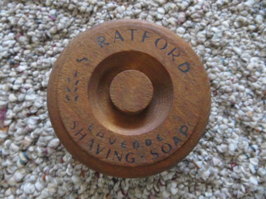 S.W.Ratford Lavende SHAVING SOAP WOODEN ADVERTISING CONTAINER BOWL