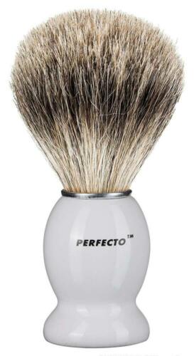 Perfecto 100% Pure Badger Shaving Brush-White Handle- Engineered for the...