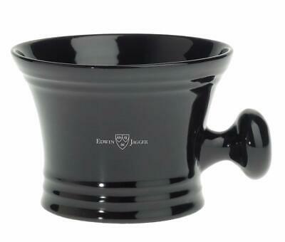 EDWIN JAGGER Black Porcelain Shaving Bowl With Handle NEW
