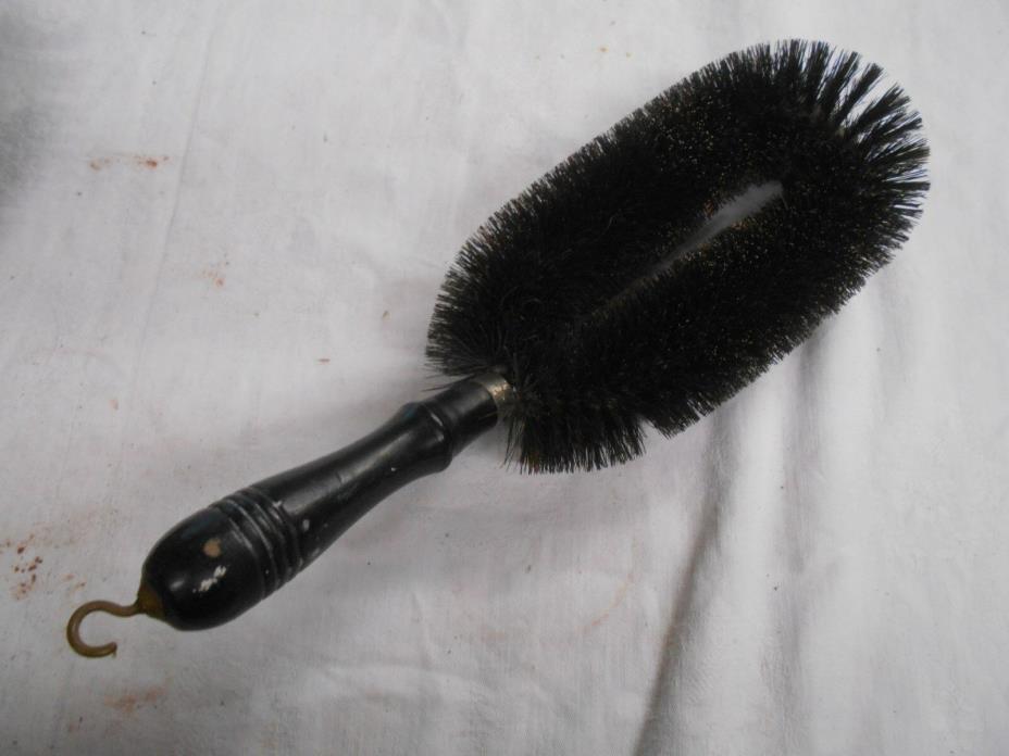 vintage black bristle brush with wood wooden black handle and hanger