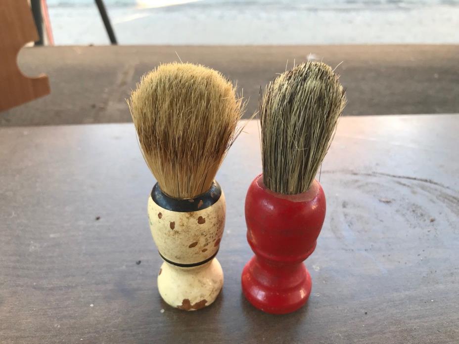 2 Vintage Shaving Brushes Wood Handles ?