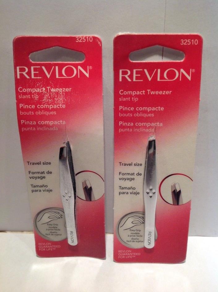 Lot of 2 Revlon Compact Tweezer Slant Tip 32510