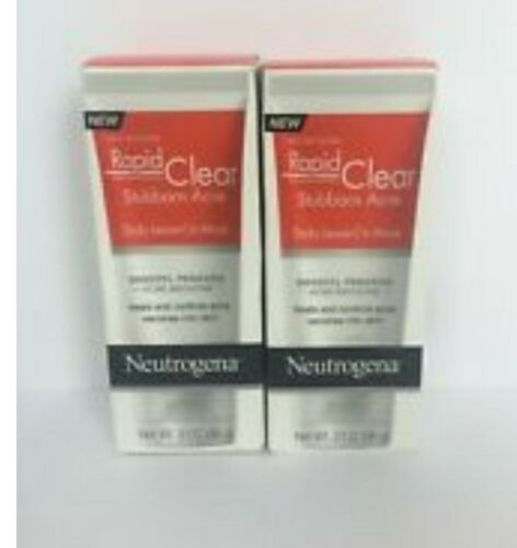 New NIB Set of 2 Neutrogena Rapid Clear Stubborn Acne Daily Leave-On Mask