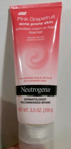 New Neutrogena Pink Grapefruit Acne Cream-to-Foam Facial Cleanser 3.5 Oz.