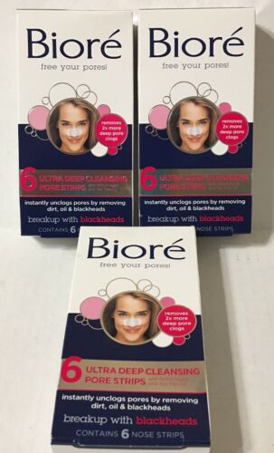 3 Boxes Biore Ultra Deep Cleansing Pore Strips 6 Count Per Box