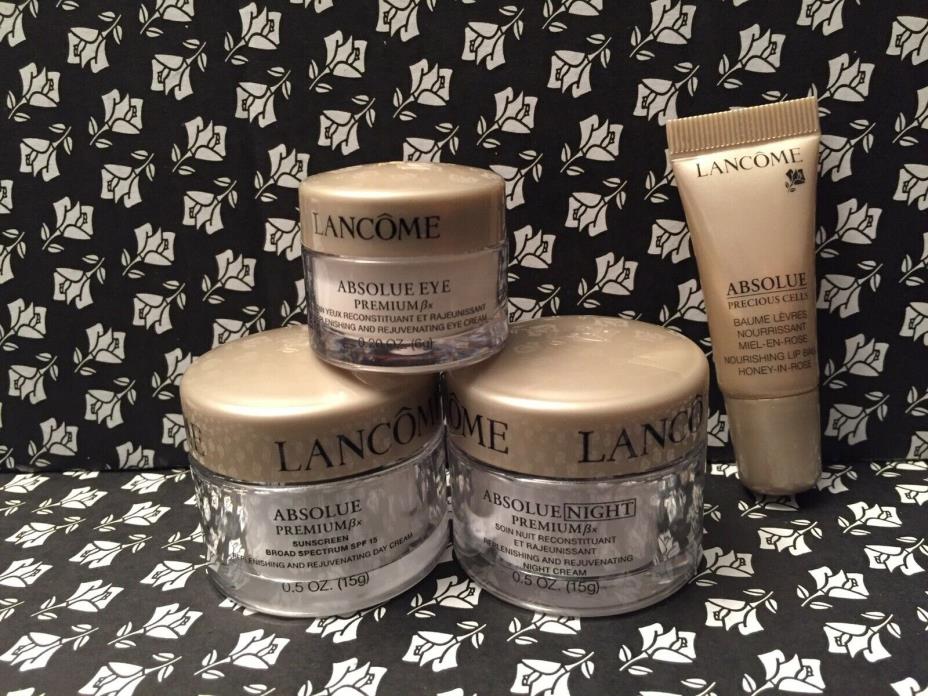 Set of 4 Lancome Absolue Premium Bx Day / Night / Eye Cream + Lip Balm - Travel