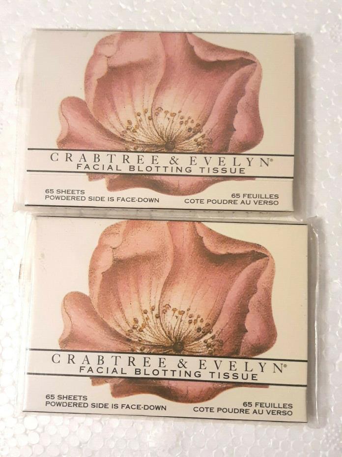Lot of 2 Rare HTF Crabtree and Evelyn Facial Blotting Tissues 65 sheets per pack
