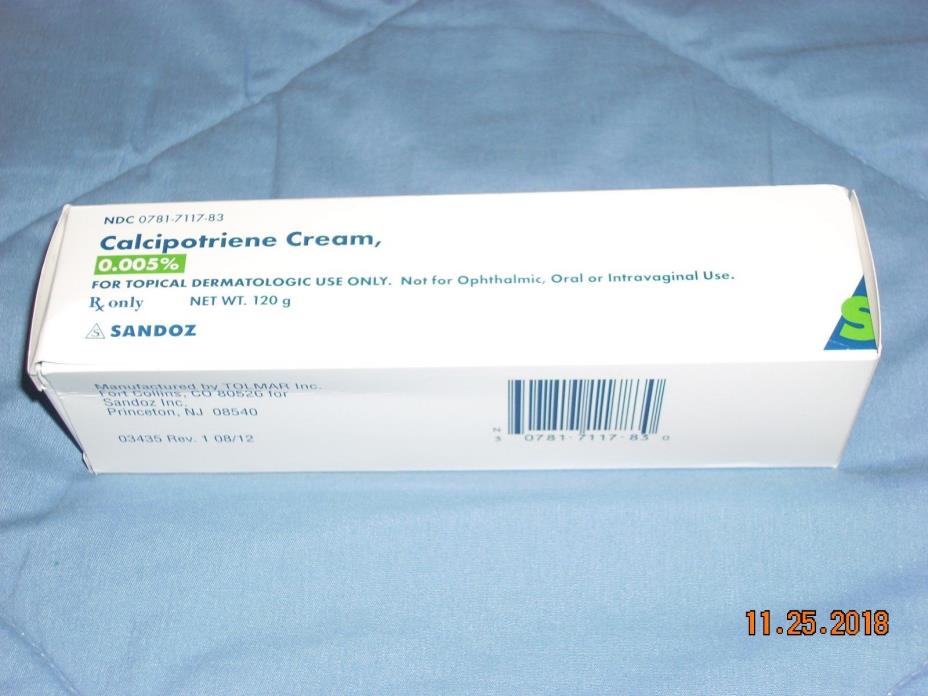 NIB Sandoz Calcipotriene Cream 0.005% 120 grams * 10/2019 * Mint Cond.