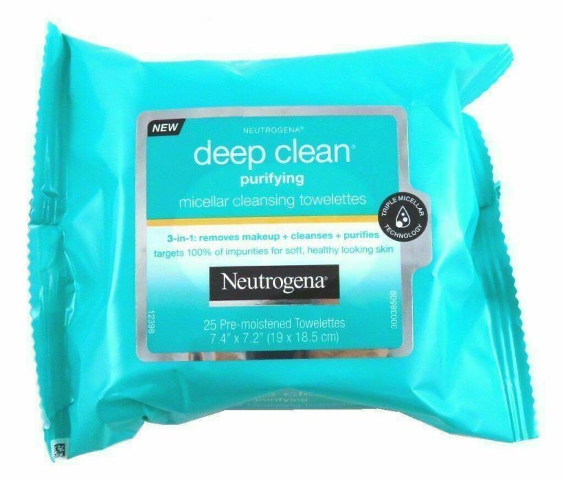 Neutrogena Deep Clean Purify Micellar Towelettes 25 Count New