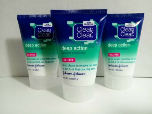 Clean & Clear Deep Action Cream Cleanser * Lot of 3 * Travel Size