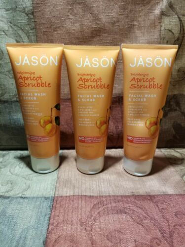 Jason Brightening Apricot Scrubble, Facial Wash - Scrub 3 pack of 4 oz each #k50