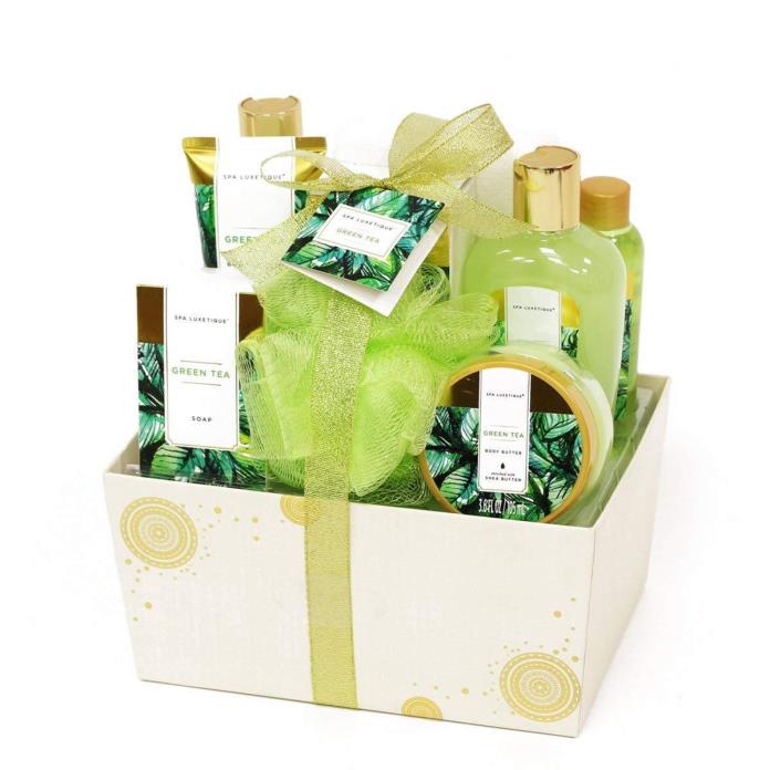 Spa Luxetique Spa Gift Basket with Renewing Green Tea Essential Oils Deluxe