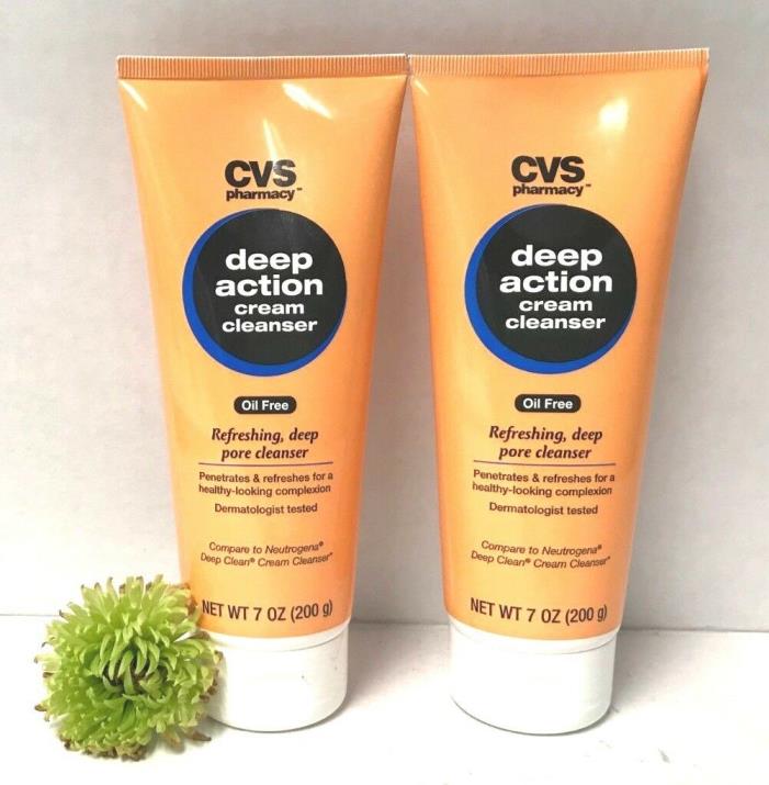 CVS Deep Action Cream Cleanser, Refreshing, Deep Pore Cleanser, 2 Tubes - 14 OZ