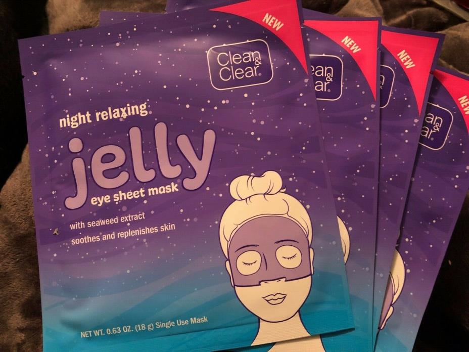 NEW! FOUR Clean and Clear Night Relaxing Jelly Eye Sheet Mask w/ Seaweed Extract