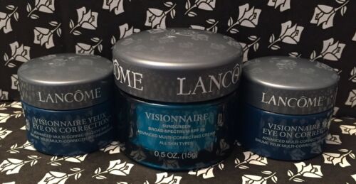 Set Lancome Visionnaire X2 Yeux Multi-correcting Eye Balm X1 Day Cream -travel