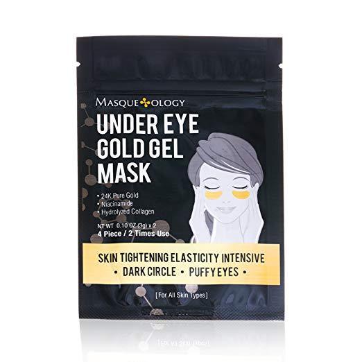 Masqueology   Under Eye Gold Gel Mask 4 pieces / 2 times use Single Pack NEW