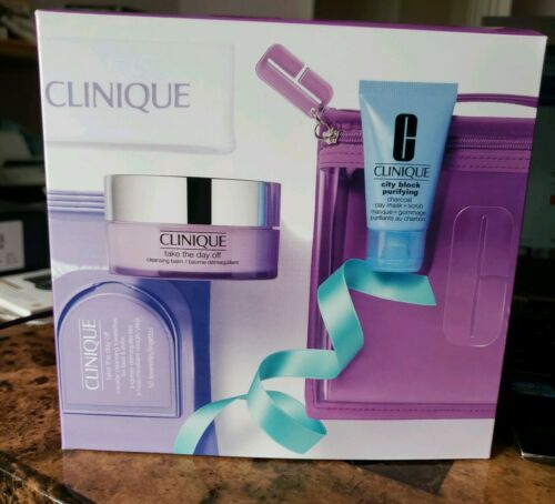 NEW Clinique Take The Day Off Cleansing Balm Set Full Size Authentic Purple Box